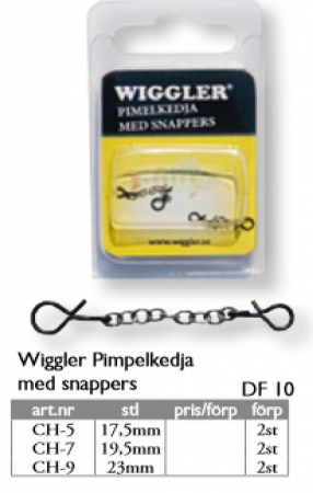 Wiggler Pimpelkedja med snappers 17,5mm
